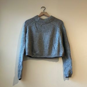 Grey chunky knit crop sweater